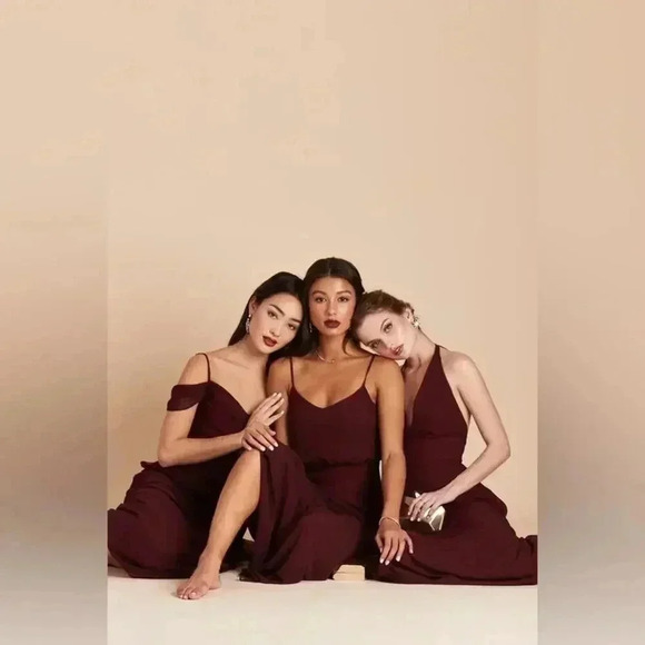 Birdy Grey Gwennie Bridesmaid Dress in Chiffon Cabernet Size Large NWT - Picture 2 of 9